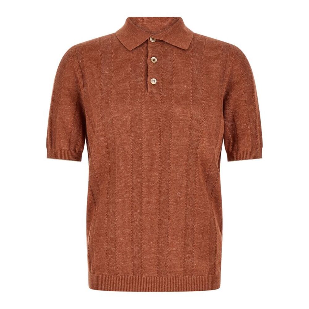Brunello Cucinelli Orange Linen Polo Men's Shirt